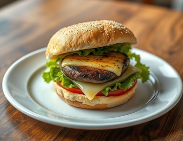 Бургер с шампиньонами на гриле