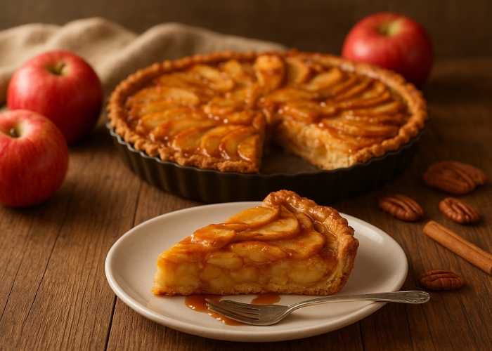Деревенский яблочный тарт с карамелью