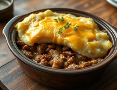 Домашняя мясная запеканка с картофельным пюре в мультиварке