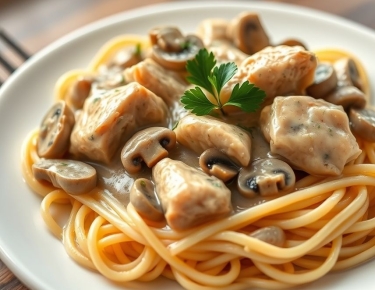 Курица в сливочно-грибном соусе