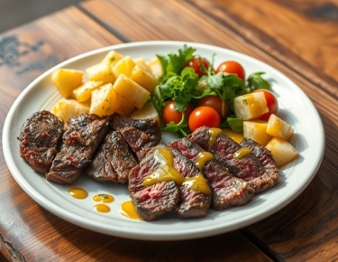 Тёплый салат с говядиной и картофелем