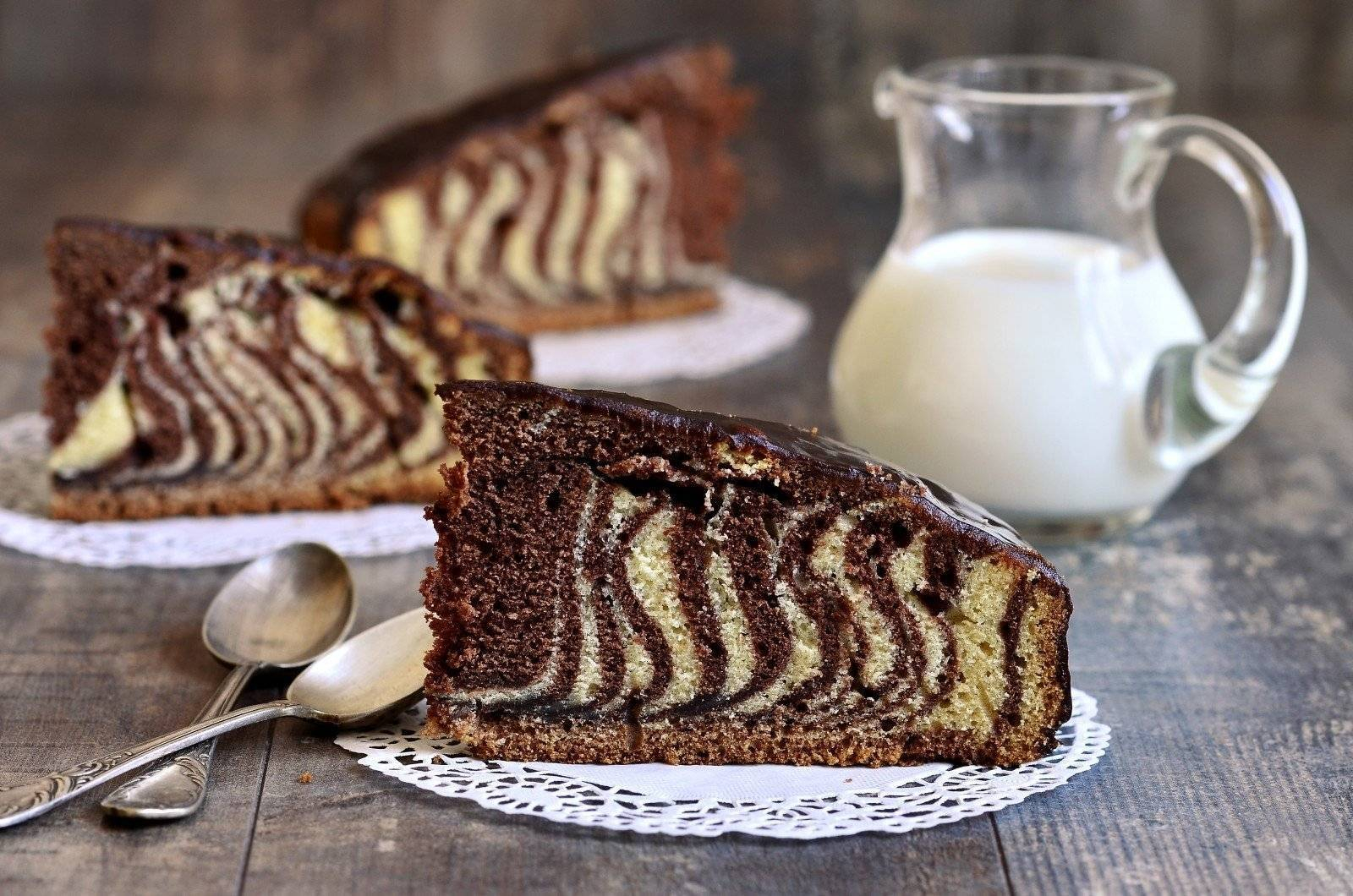 Сметанный пирог зебра с какао как в детстве