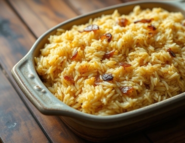 Рис с карамелизированным луком и сливочным маслом