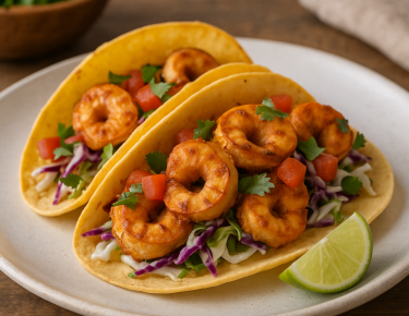Тако с креветками в соусе чипотле
